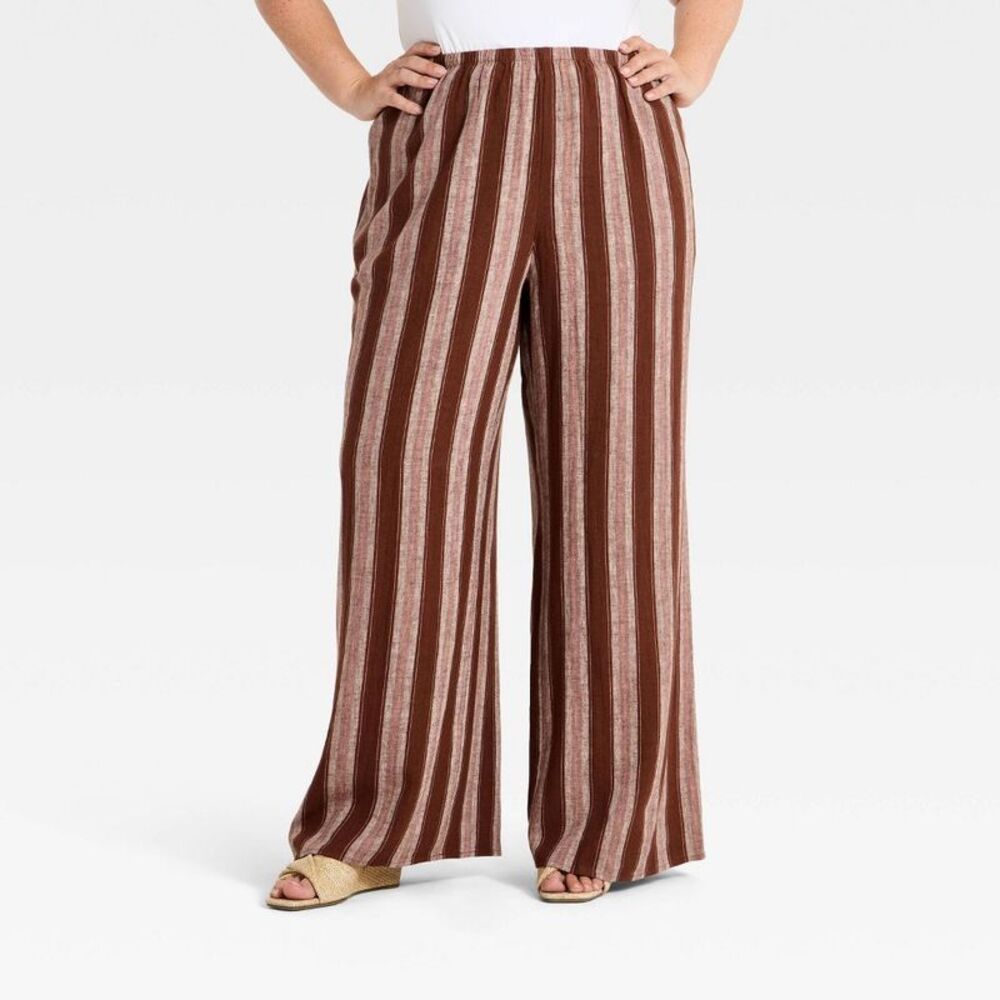 a new day Brown and Cream Wide-Leg Striped Pants